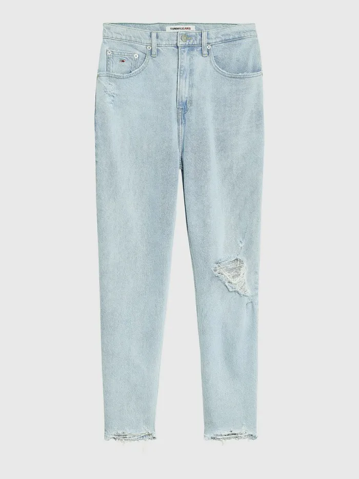 Tommy Hilfiger Mom Ultra High Rise Tapered Distressed Jeans Denim Light Womens Jeans Online