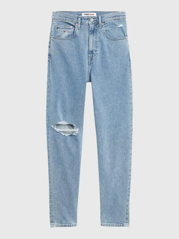 Tommy Hilfiger Mom Ultra High Rise Tapered Distressed Jeans Denim Light Womens Jeans Sale