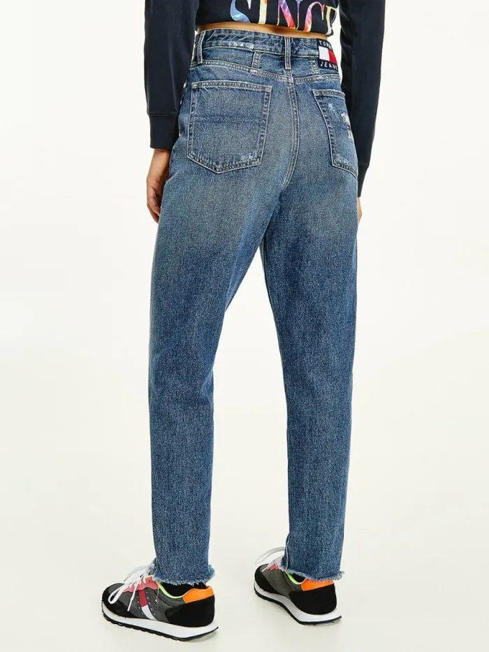 Tommy Hilfiger Mom Ultra High Rise Tapered Hemp Jeans Denim Dark Womens Jeans On Sale