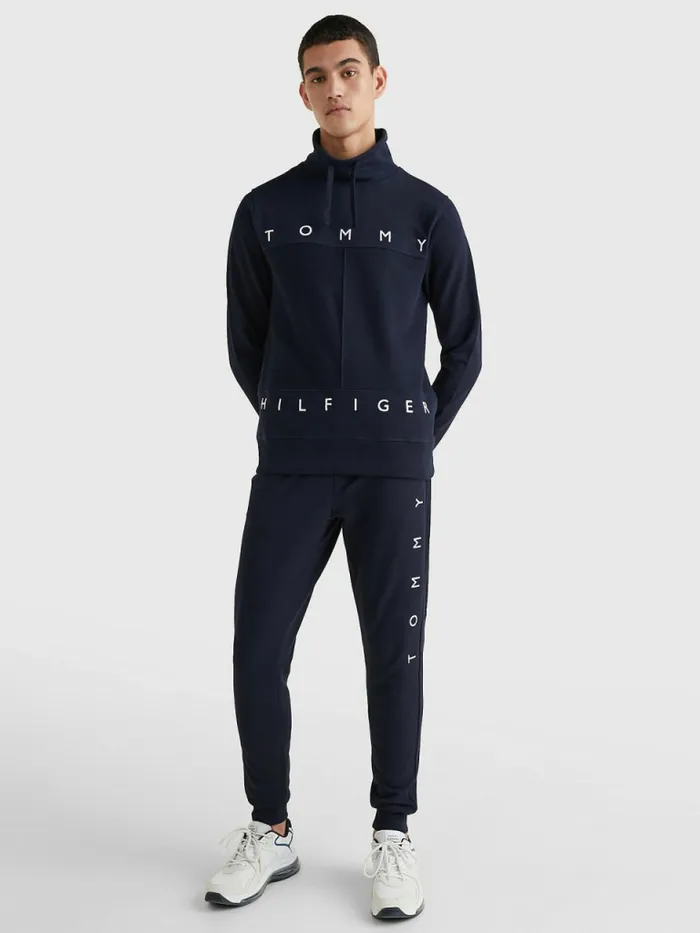 Tommy Hilfiger Mono Flag Mock Turtleneck Sweatshirt Desert Sky Mens Tracksuits Sale
