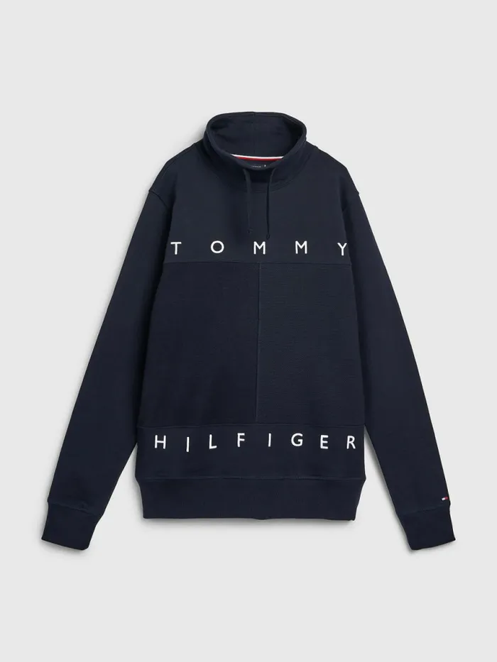 Tommy Hilfiger Mono Flag Mock Turtleneck Sweatshirt Desert Sky Mens Tracksuits Sale
