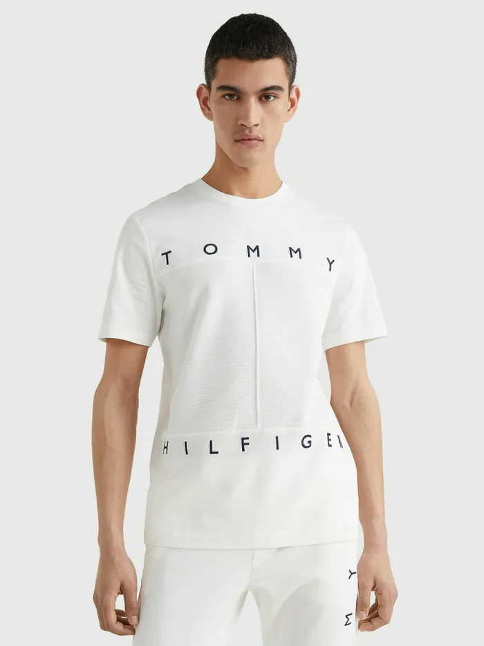 Tommy Hilfiger Mono Flag TShirt Ecru Mens TShirts Online