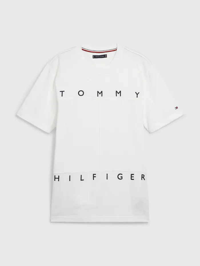 Tommy Hilfiger Mono Flag TShirt Ecru Mens TShirts Online