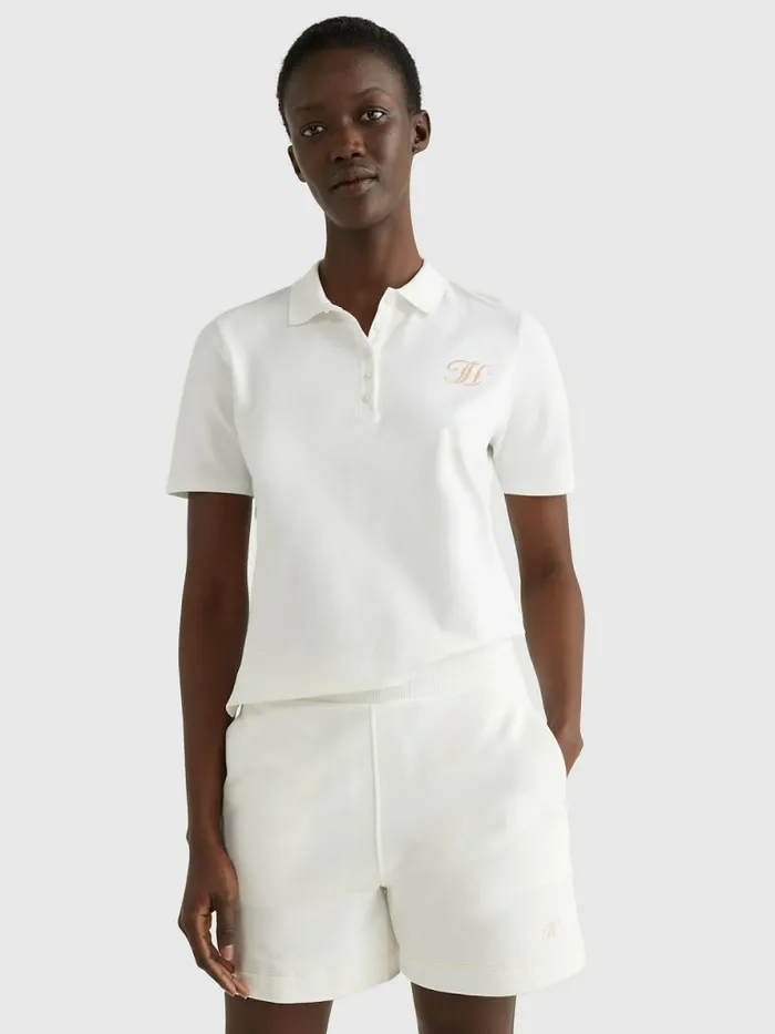 Tommy Hilfiger Monogram Embroidery Regular Fit Polo Ecru Womens Polo Shirts Gift Ideas Tommy Hilfiger Monogram Embroidery Regular Fit Polo Ecru Womens Polo Shirts Gift Ideas