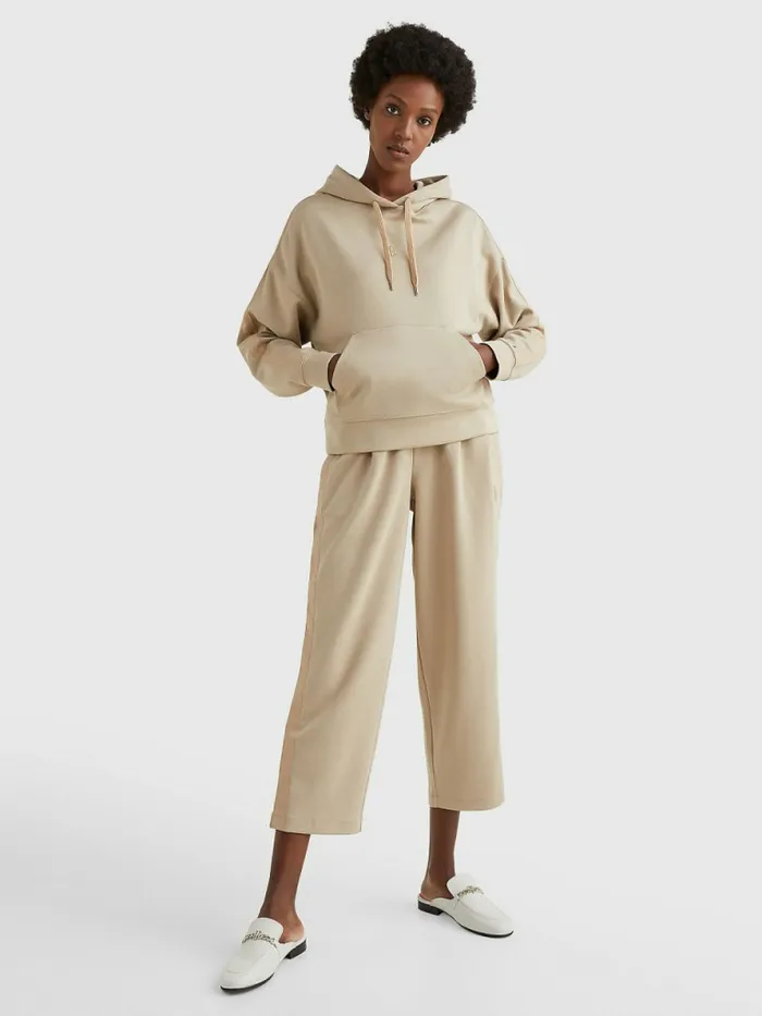 Tommy Hilfiger Monogram Interlock Relaxed Hoody Beige Womens Sweatshirts and Hoodies Casaul