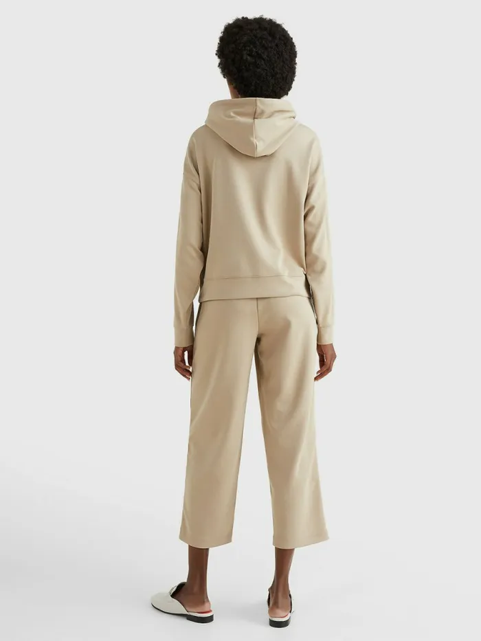 Tommy Hilfiger Monogram Interlock Relaxed Hoody Beige Womens Sweatshirts and Hoodies Casaul