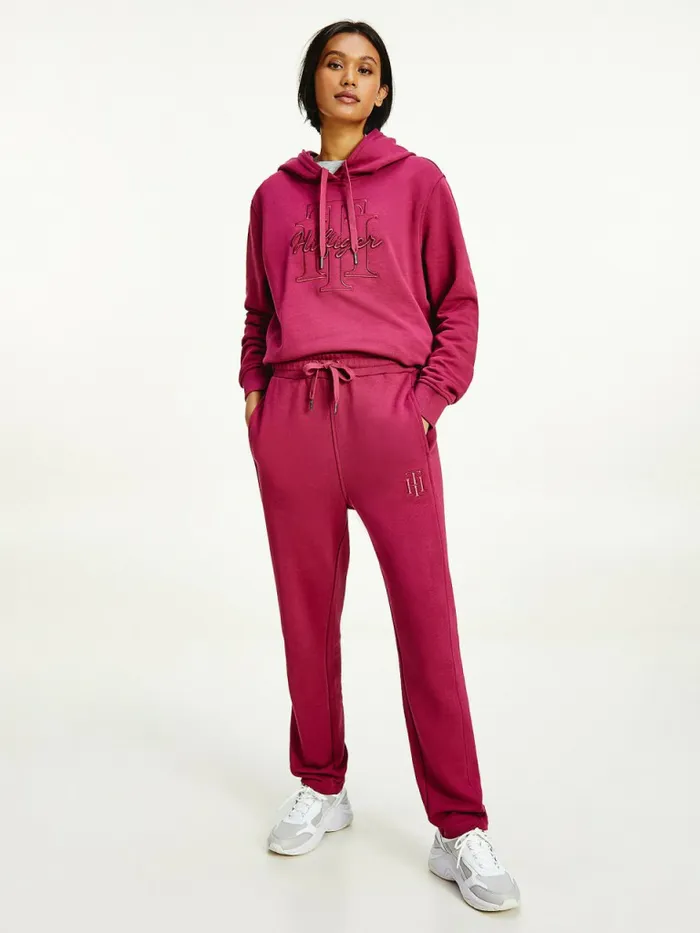 Tommy Hilfiger Monogram Joggers Crimson Ruby Womens Trousers