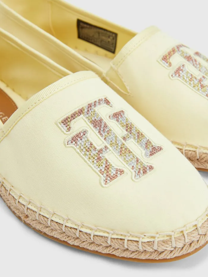 Tommy Hilfiger Monogram Logo Espadrilles Lemon Twist Womens Flat Shoes For Sale
