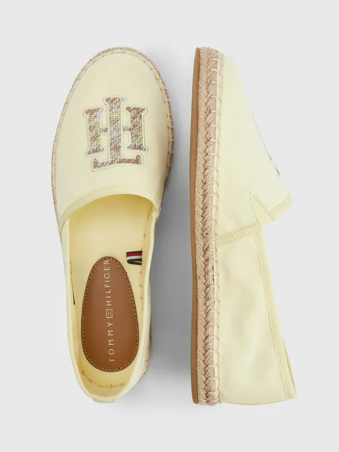 Tommy Hilfiger Monogram Logo Espadrilles Lemon Twist Womens Flat Shoes For Sale