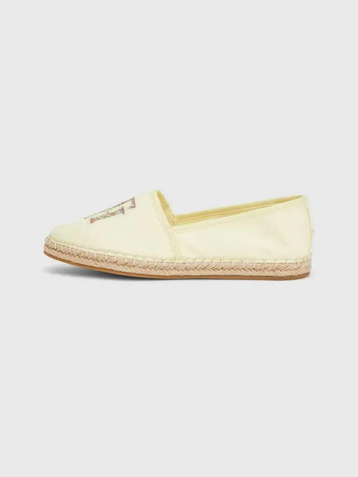 Tommy Hilfiger Monogram Logo Espadrilles Lemon Twist Womens Flat Shoes For Sale