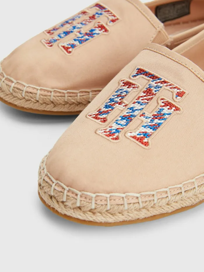 Tommy Hilfiger Monogram Logo Espadrilles Sandrift Womens Flat Shoes Sale