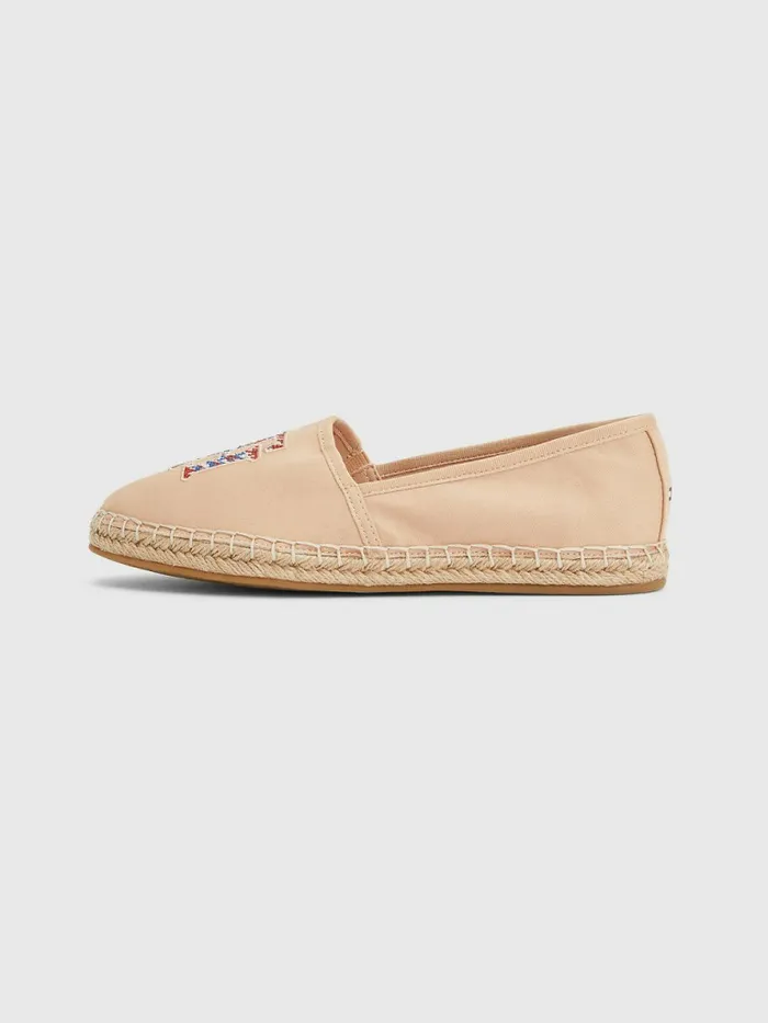 Tommy Hilfiger Monogram Logo Espadrilles Sandrift Womens Flat Shoes Sale