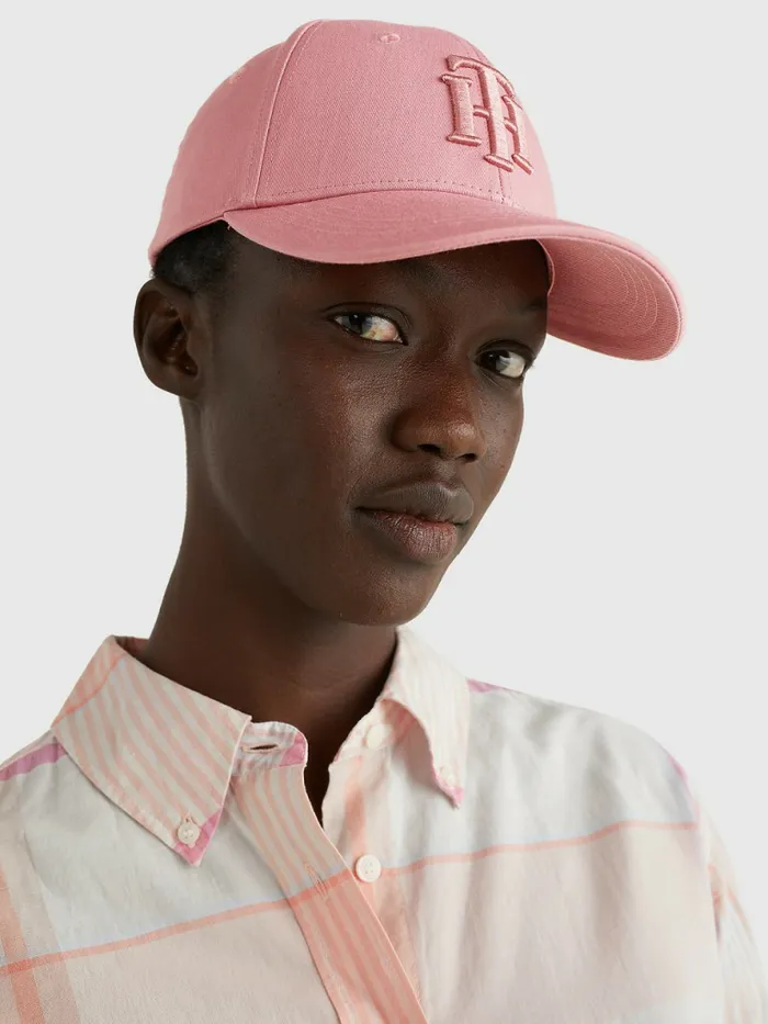 Tommy Hilfiger Monogram Organic Cotton Cap English Pink Womens Hats and Scarves Gift 4 You
