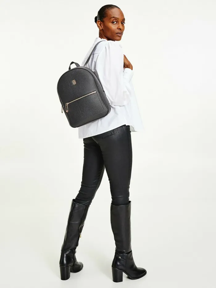 Tommy Hilfiger Monogram Plaque Backpack Black Womens Bags Online