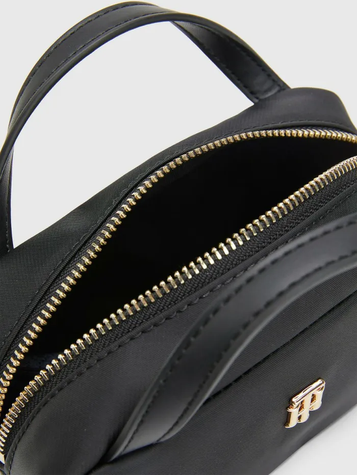 Tommy Hilfiger Monogram Plaque Makeup Case Black Womens Bags Fashion