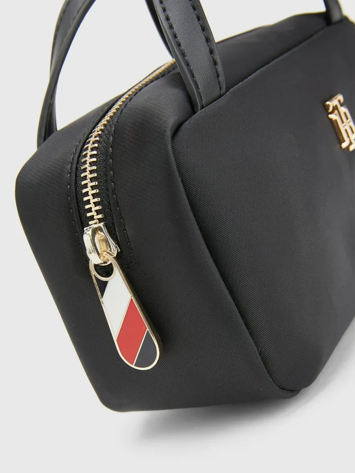 Tommy Hilfiger Monogram Plaque Makeup Case Black Womens Bags Fashion