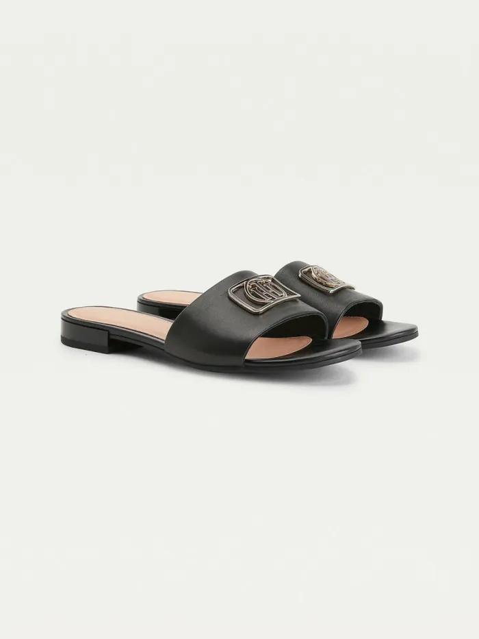 Tommy Hilfiger Monogram Plaque Mule Sandals Black Womens Sandals Gift for Friend Tommy Hilfiger Monogram Plaque Mule Sandals Black Womens Sandals Gift for Friend