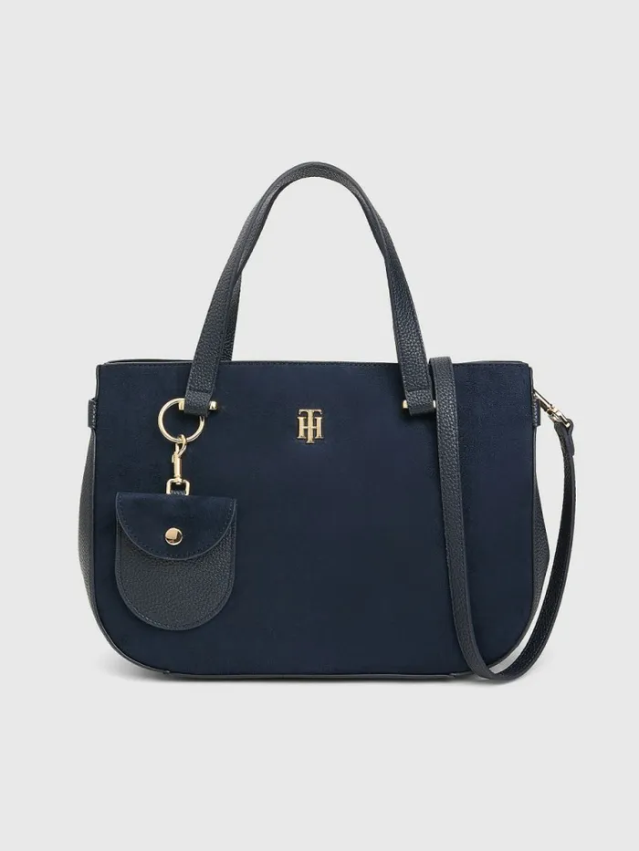 Tommy Hilfiger Monogram Plaque Satchel Desert Sky Womens Bags Gift Ideas