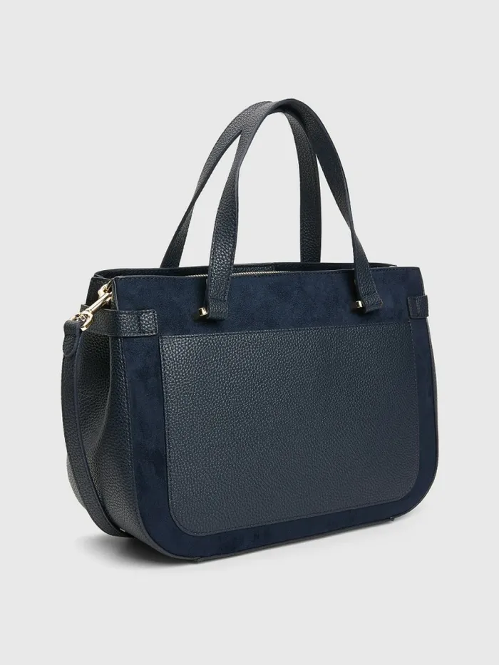 Tommy Hilfiger Monogram Plaque Satchel Desert Sky Womens Bags Gift Ideas