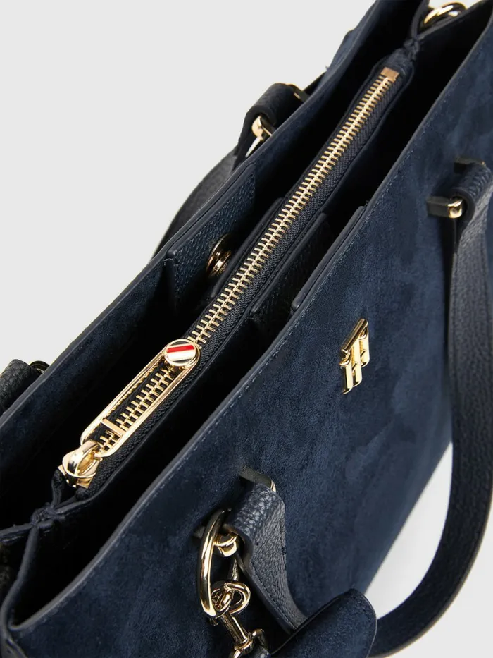 Tommy Hilfiger Monogram Plaque Satchel Desert Sky Womens Bags Gift Ideas