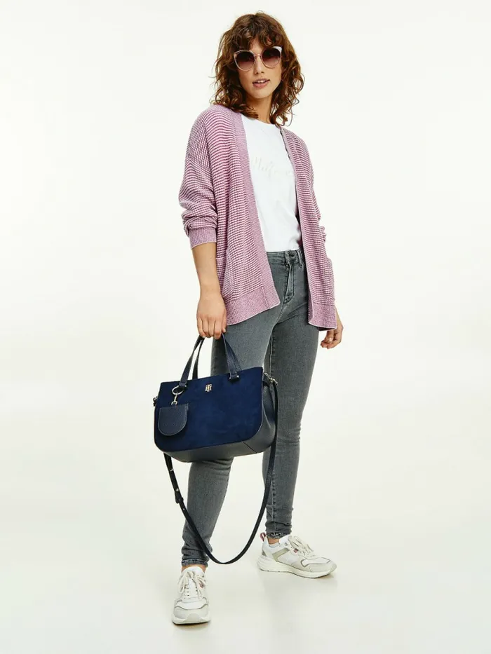 Tommy Hilfiger Monogram Plaque Satchel Desert Sky Womens Bags Gift Ideas