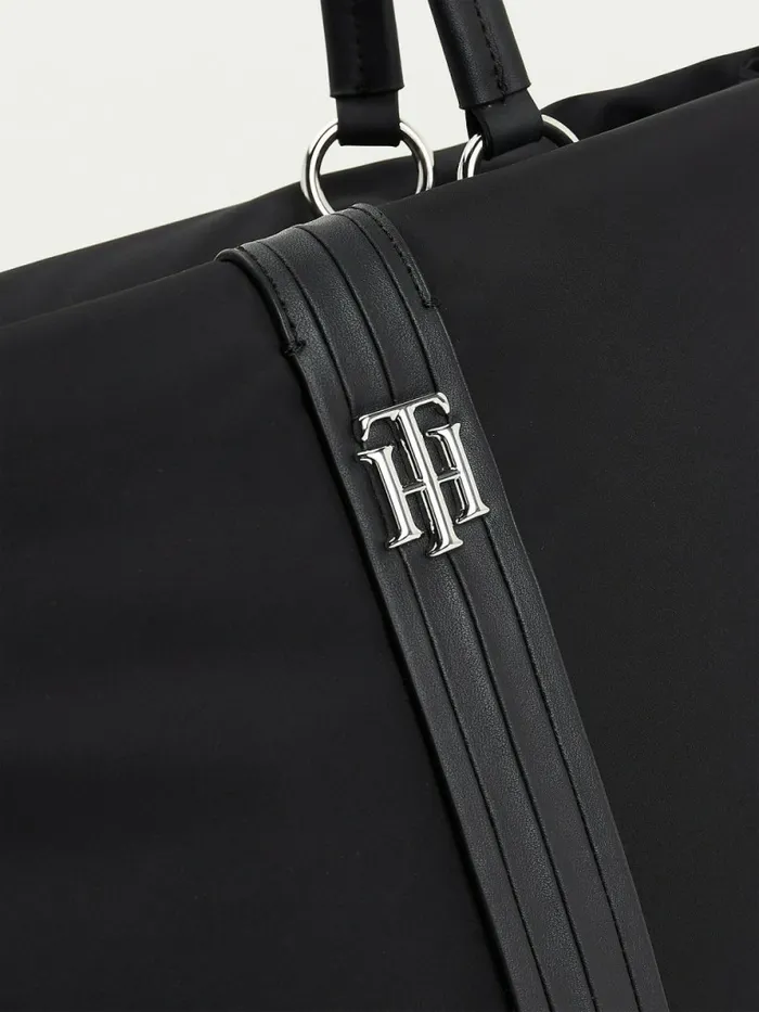 Tommy Hilfiger Monogram Plaque Tote Bag Black Womens Bags Gift for Friend