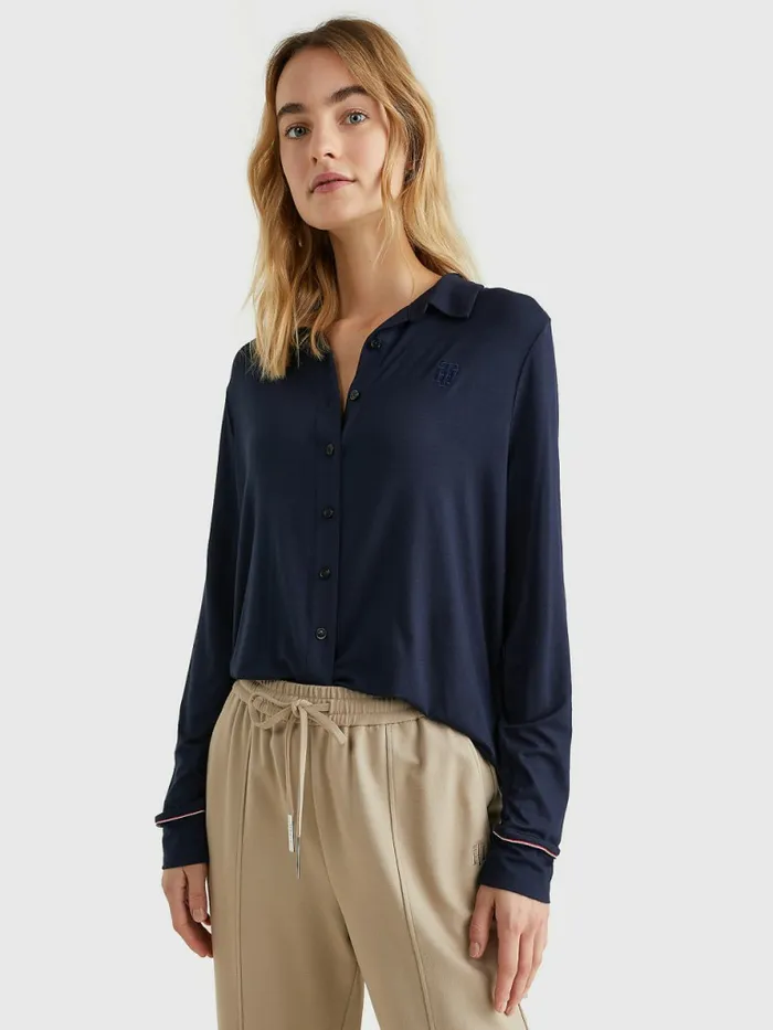 Tommy Hilfiger Monogram Regular Fit Jersey Shirt Desert Sky Womens Shirts and Blouses For Sale Tommy Hilfiger Monogram Regular Fit Jersey Shirt Desert Sky Womens Shirts and Blouses For Sale