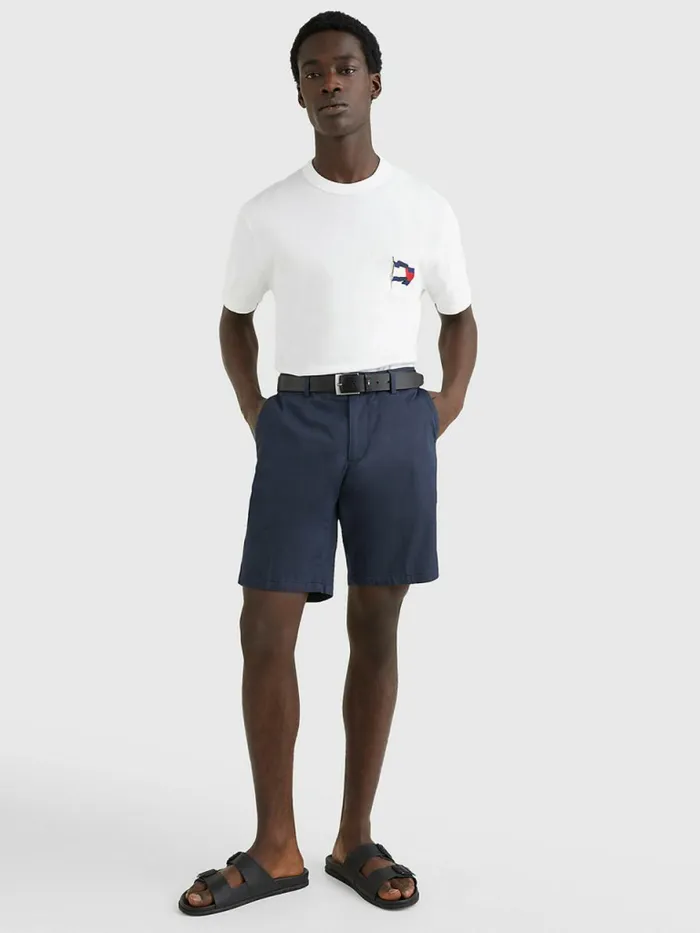 Tommy Hilfiger Motion Flag Embroidery TShirt White Mens TShirts Gift Ideas