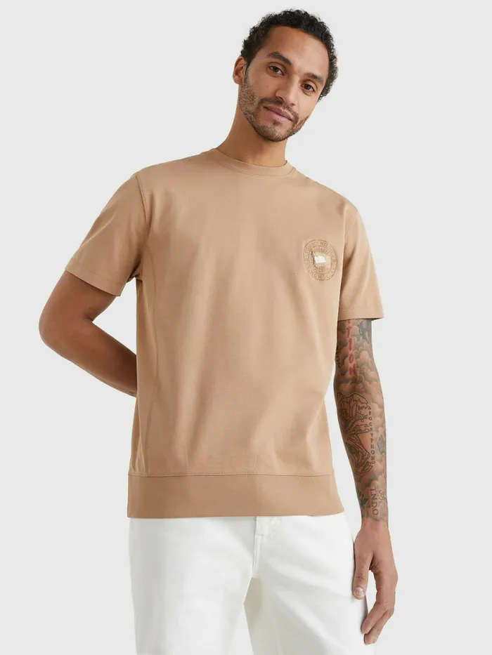 Tommy Hilfiger Motion Flag Logo TShirt Basket Brown Mens TShirts Cheap On Sale Tommy Hilfiger Motion Flag Logo TShirt Basket Brown Mens TShirts Cheap On Sale