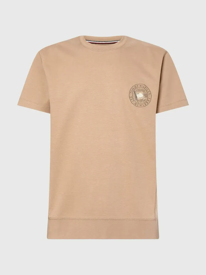 Tommy Hilfiger Motion Flag Logo TShirt Basket Brown Mens TShirts Cheap On Sale