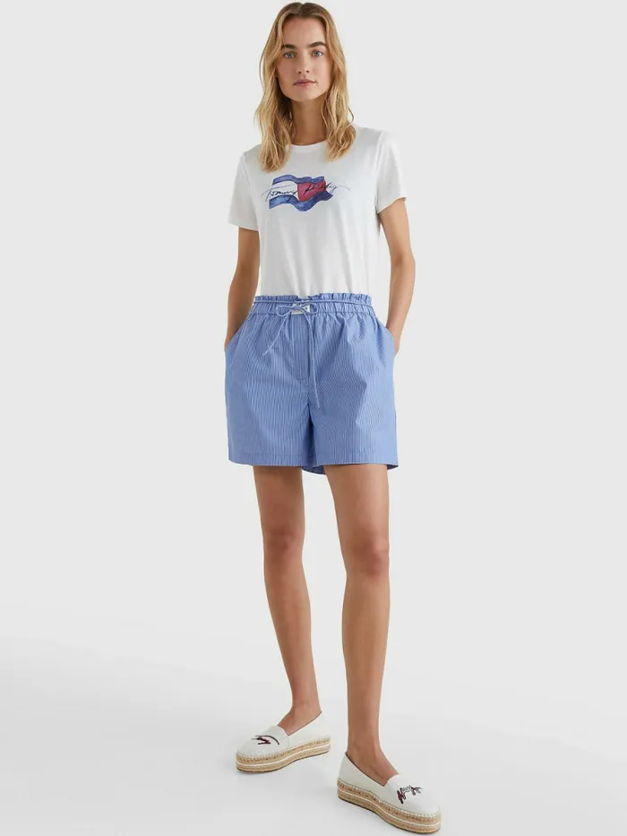 Tommy Hilfiger Motion Flag Logo TShirt Th Optic White Womens TShirts Online