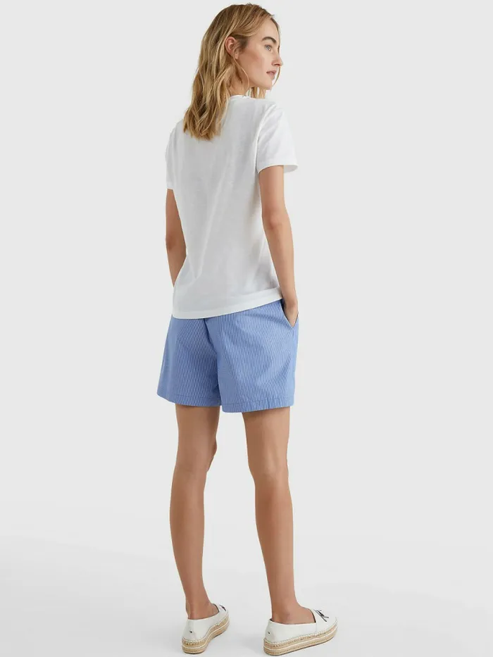 Tommy Hilfiger Motion Flag Logo TShirt Th Optic White Womens TShirts Online