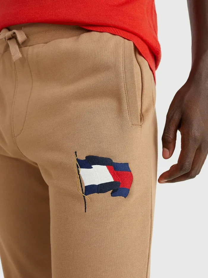 Tommy Hilfiger Motion Flag Regular Fit Joggers Basket Brown Mens Trousers