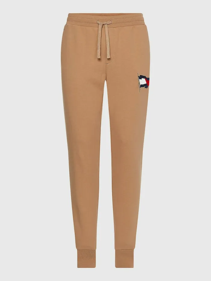 Tommy Hilfiger Motion Flag Regular Fit Joggers Basket Brown Mens Trousers