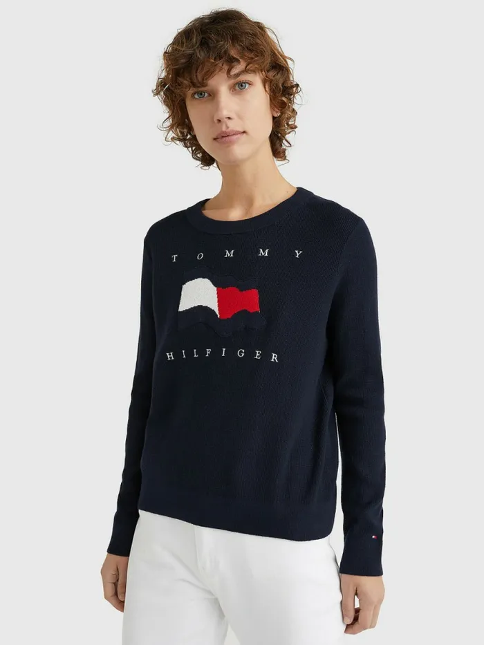 Tommy Hilfiger Motion Flag Regular Fit Jumper Desert Sky Womens Knitwear Near Me Tommy Hilfiger Motion Flag Regular Fit Jumper Desert Sky Womens Knitwear Near Me