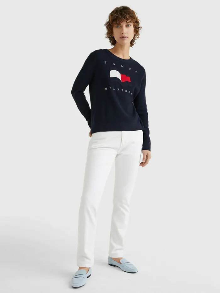 Tommy Hilfiger Motion Flag Regular Fit Jumper Desert Sky Womens Knitwear Near Me