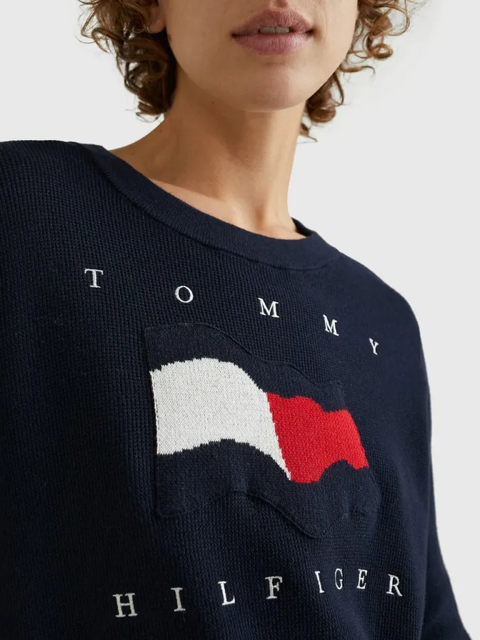 Tommy Hilfiger Motion Flag Regular Fit Jumper Desert Sky Womens Knitwear Near Me