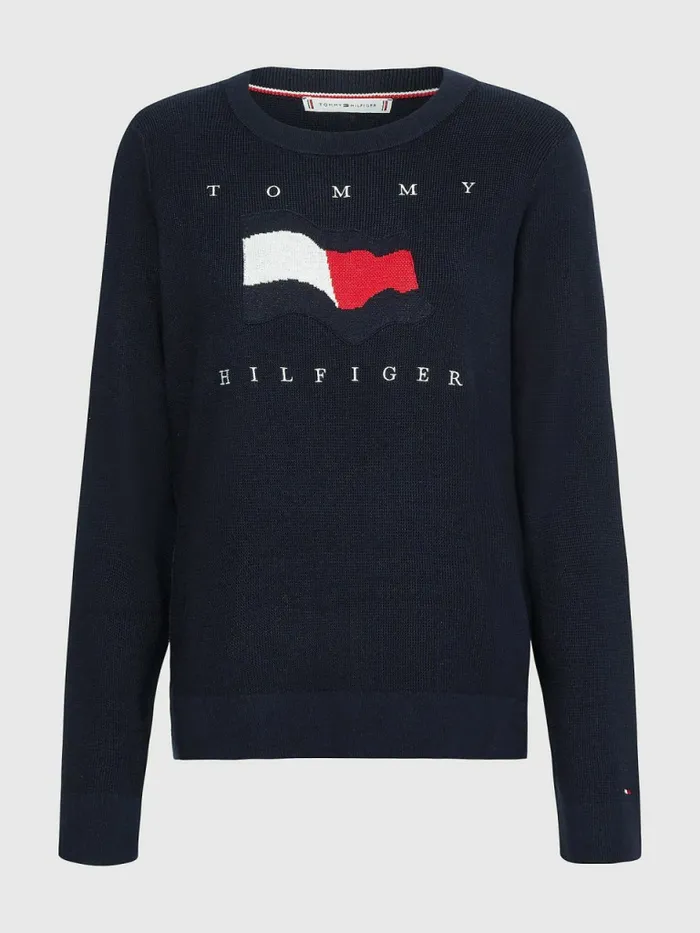 Tommy Hilfiger Motion Flag Regular Fit Jumper Desert Sky Womens Knitwear Near Me