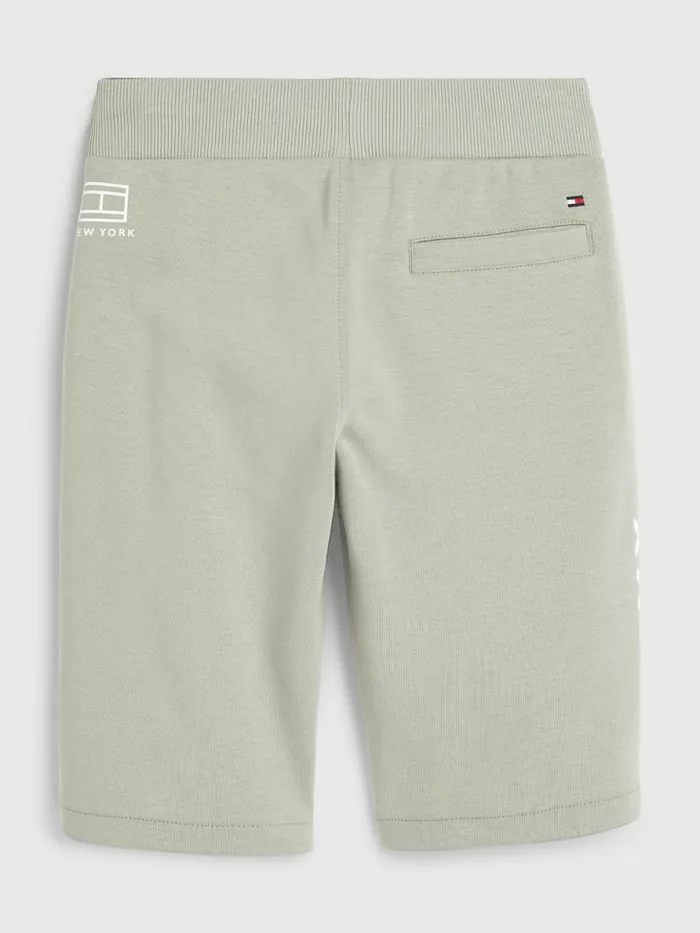 Tommy Hilfiger Multi Logo Drawstring Sweat Shorts Faded Willow Boys Trousers and Shorts Popular