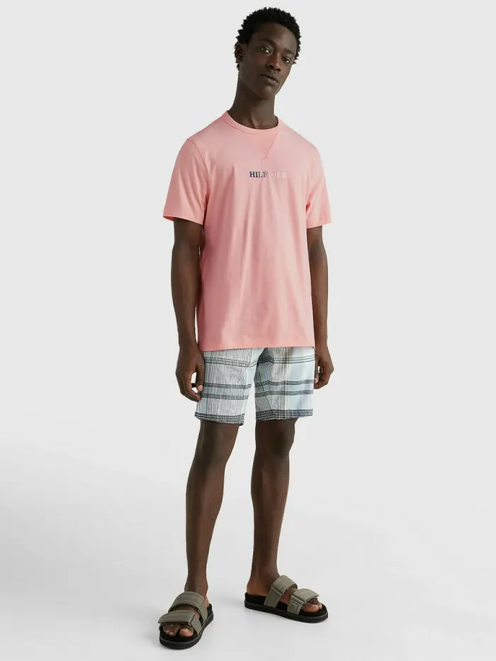 Tommy Hilfiger Multicolour Logo Embroidery TShirt Sunset Peach Mens TShirts Fashion