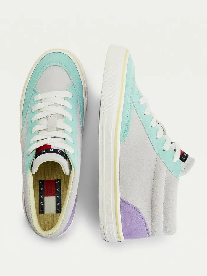 Tommy Hilfiger Multicolour Suede Skate Trainers Light Cast Womens Trainers Fashion