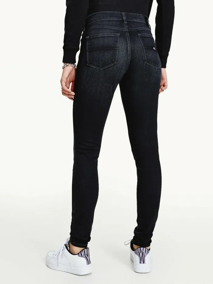 Tommy Hilfiger Nora Mid Rise Skinny Black Jeans Denim Black Womens Jeans Cheap On Sale
