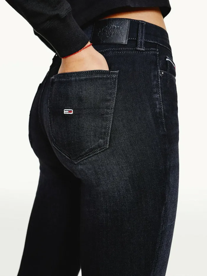 Tommy Hilfiger Nora Mid Rise Skinny Black Jeans Denim Black Womens Jeans Cheap On Sale