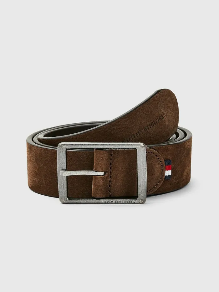 Tommy Hilfiger Nubuck Leather Belt Cigar Mens Belts For Sale