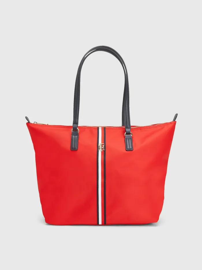 Tommy Hilfiger Nylon Signature Tote Red Corporate Womens Bags Gift for Friend Tommy Hilfiger Nylon Signature Tote Red Corporate Womens Bags Gift for Friend