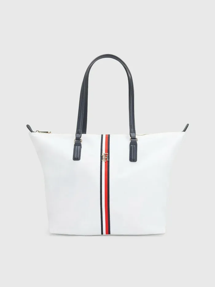 Tommy Hilfiger Nylon Signature Tote White Corporate Womens Bags Popular