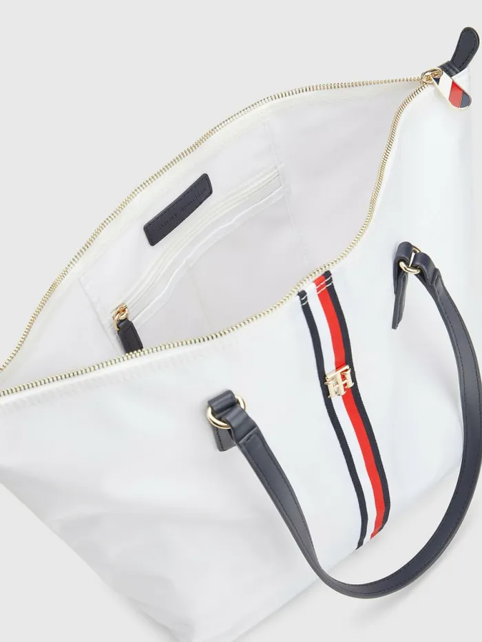 Tommy Hilfiger Nylon Signature Tote White Corporate Womens Bags Popular