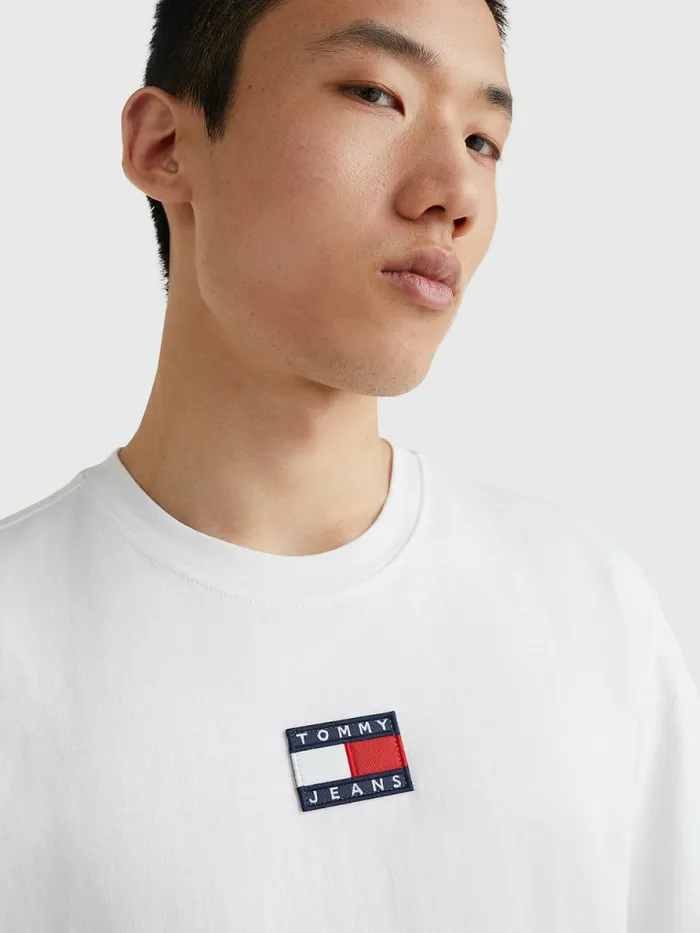 Tommy Hilfiger Organic Cotton Badge TShirt White Mens TShirts Online