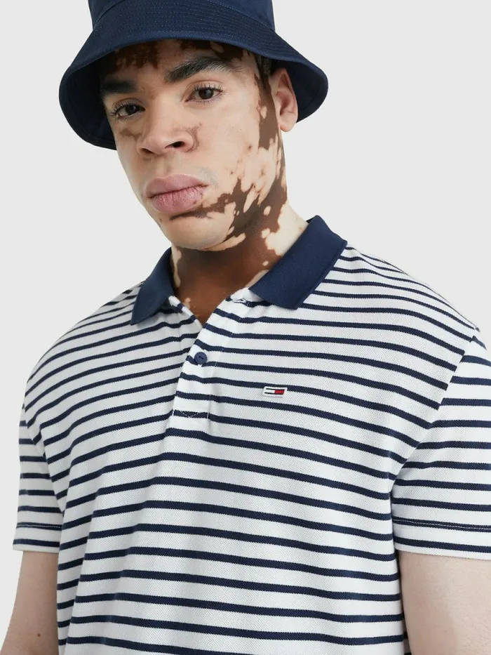 Tommy Hilfiger Organic Cotton Contrast Collar Polo Twilight Navy Mens Polo Shirts Near Me