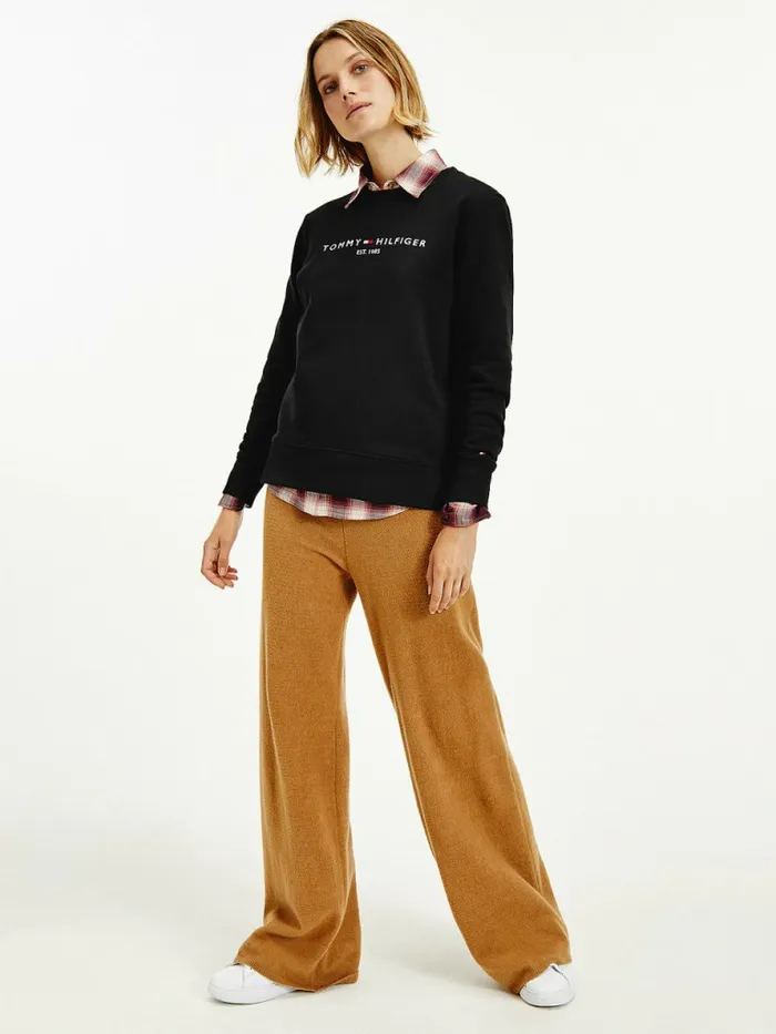 Tommy Hilfiger Organic Cotton Crew Neck Sweatshirt Black Womens Sweatshirts and Hoodies Cheap On Sale Tommy Hilfiger Organic Cotton Crew Neck Sweatshirt Black Womens Sweatshirts and Hoodies Cheap On Sale